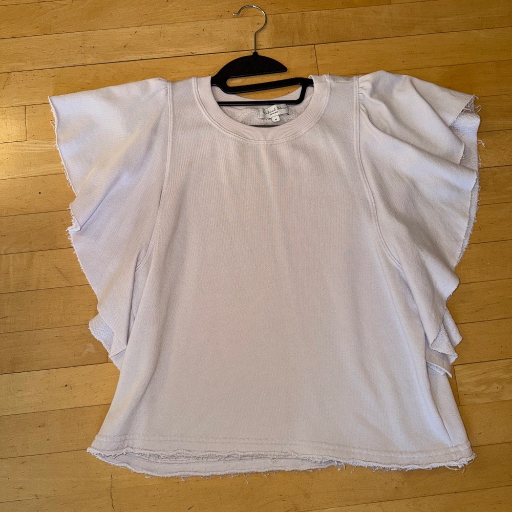 Michael Stars / tan Ariana flutter sleeve sweatshirt, M, GL1450 - Picture 3 of 4